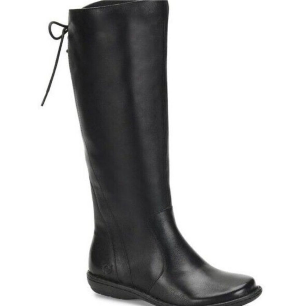 Born Caladium Tall Tie Black Lace Up Riding Leather Boot